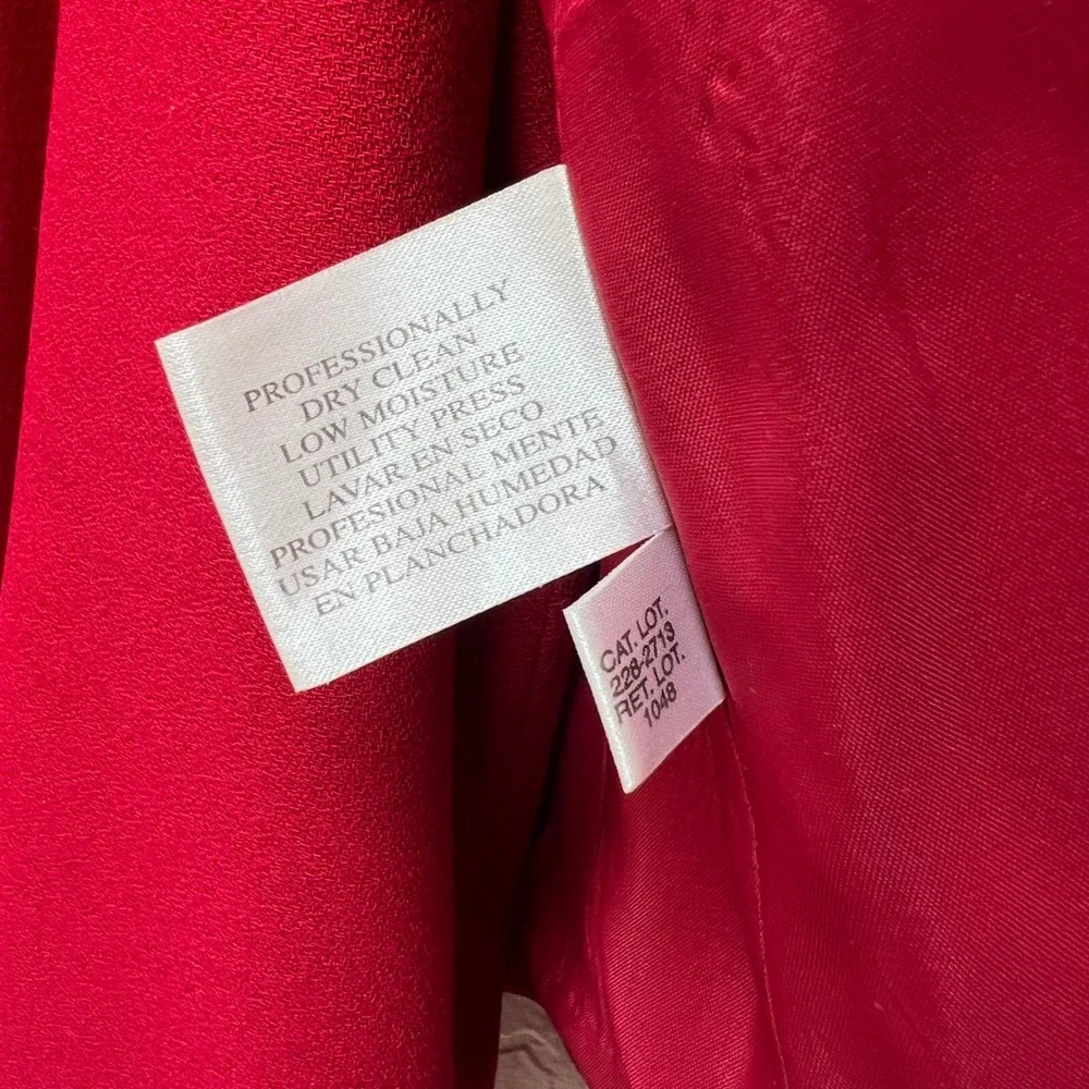 Worthington Red Skirt Suit‎ Set Blazer Pencil Skirt Size 16 Vintage Style Office